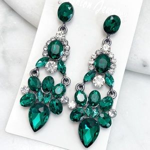 Prom Pageant Bridal Jewelry - Emerald Green Crystal Chandeliers Prom Pageant Wed Prom Pageant Bridal Jewelry - Emerald Green Crystal Chandeliers Prom Pageant Wed